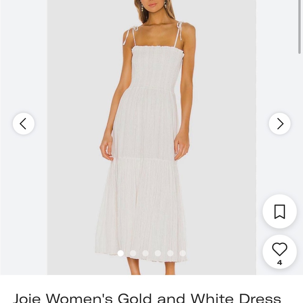 Joie White Pleated Maxi Dress Square Neck Sleeveless